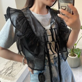 وست سرشانه پروانه ای تور مشکی پینترستی